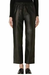 J Brand Amari Cropped Lambskin Leather Pants Trousers in Black Size Small S - Picture 1 of 6