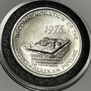 1976 Trans Alaskan Pipeline Vintage Rare Coin 1 Troy Oz .999 Fine Silver Round - Picture 1 of 16