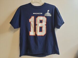 Denver Broncos NFL Team Apparel #18 Manning Dark Blue T-shirt Size Large