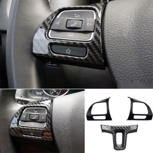 For VW Tiguan 2010-2016 Carbon Fiber ABS Steering Wheel Button Frame Cover Trim - Picture 1 of 6