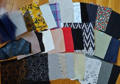 16oz Mixed Fabric Scraps Remnants Bundle lot for Art Craft Doll Clothes - Image 1 of 3