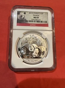 2013 CHINA, PEOPLE'S REPUBLIC Silver 10 YUAN NGC MS-69 PANDA EARLY RELEASES - Picture 1 of 3