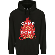 Funny Camping Camp Hair Dont Care Caravan Mens 80% Cotton Hoodie