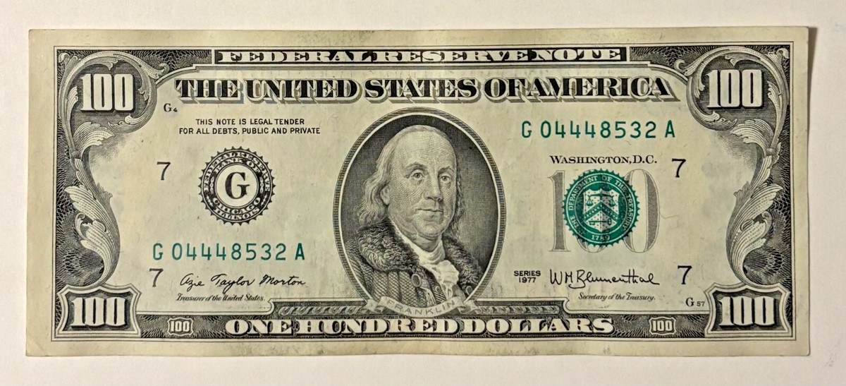 Circulated $100 1977 US Federal Reserve Small Notes for sale