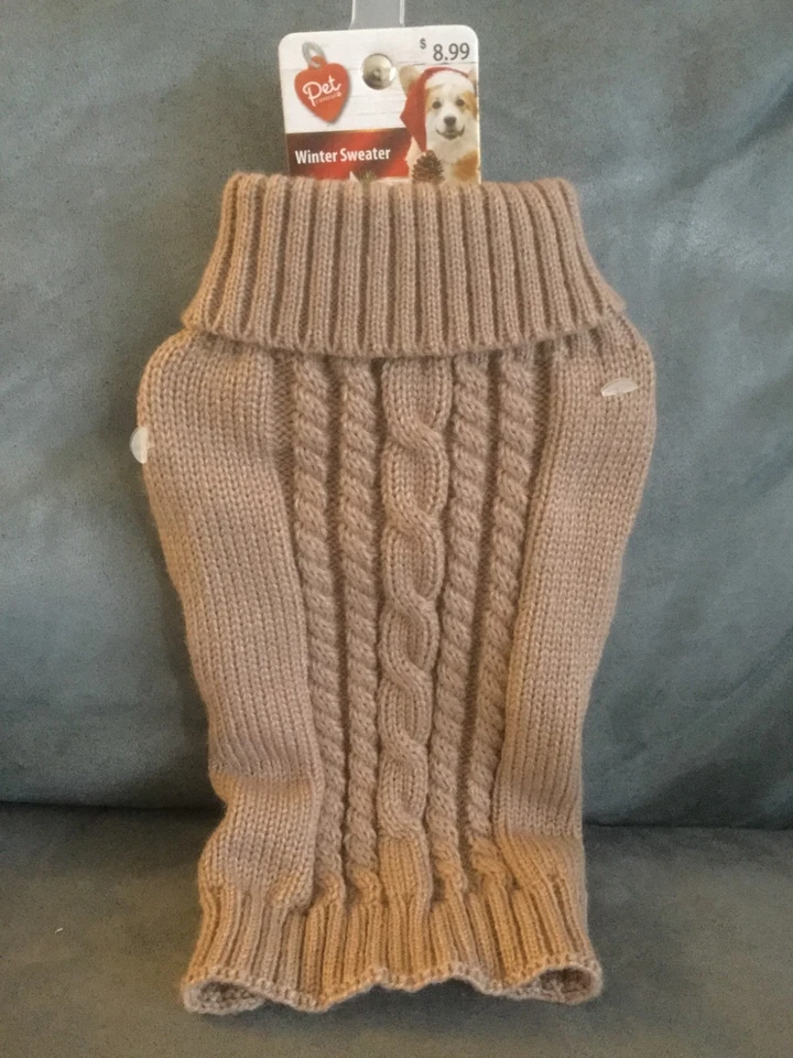 Pet Central Winter Dog Sweater Jacket Size XS 8" Brown Knitted Turtleneck