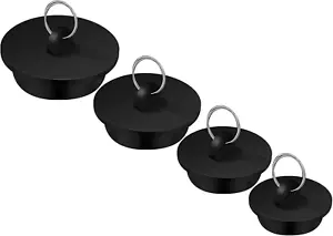 4 Pieces Tub Stopper Set Rubber Sink Stopper Drain Plug with Hanging Ring for Ba - Picture 1 of 12