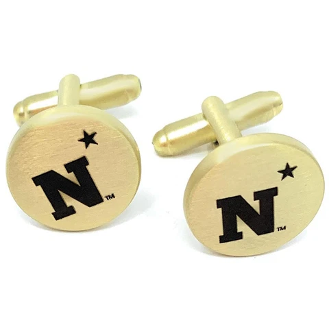 Naval Academy Navy Cuff Links Brushed Gold Cufflink Set Cover