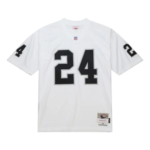 Oakland Raiders Charles Woodson #24 Mitchell & Ness White 1998 NFL Legacy Jersey Cover