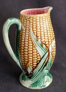 Vtg Shorter & Son Johnson England Majolica Corn Cob Pitcher 6.5" Flaw - Picture 1 of 14