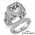 Diamond Engagement Ring Heart Halo Pave Setting Bridal Set 18k Gold White 3.9Ct