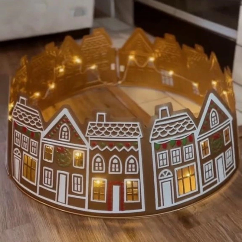 Tree Skirt Gingerbread House Christmas Tree Collar LED Christmas Tree Collar - Image 1 of 4