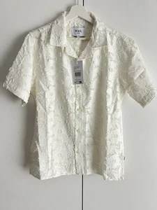 Wax London - Didcot - Cream Sheer Floral SS Embroidered Short-Sleeve Size XS NEW - Picture 1 of 19
