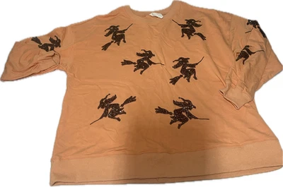 Fantástica sudadera de brujas con lentejuelas Fawn, naranja Lrg Foto 1 de 2