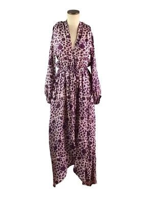 Natalie Martin Long Sleeves Purple Printed   Coverup Dress Orange Size S, EUC - Imagem 1 de 3