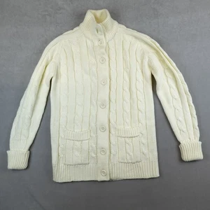 Maglione Sears vintage anni 80 panna avorio maglia cavo boho pescatore cardigan donna grande - Foto 1 di 8