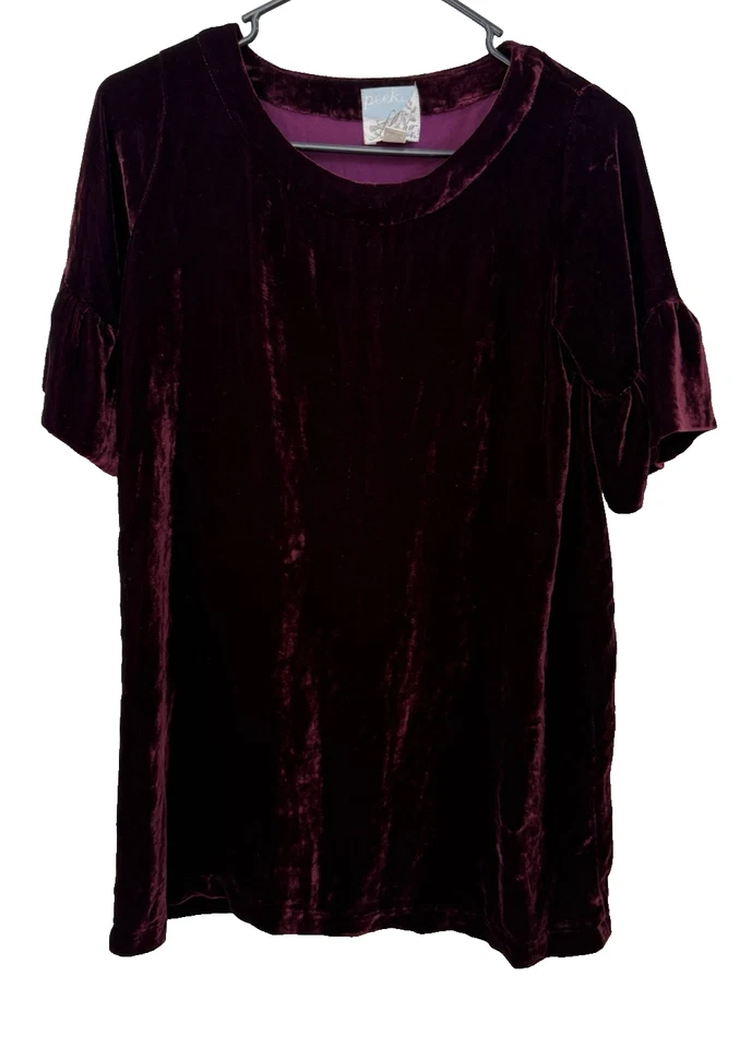 Peek Fleur Des Champs Dress Girls Sz 12 crushed velvet Burgundy Holiday silk - Image 1 of 4
