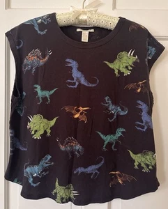 Forever 21 Boxy Knit Dinosaur Sleeveless Tshirt Top M - Picture 1 of 6