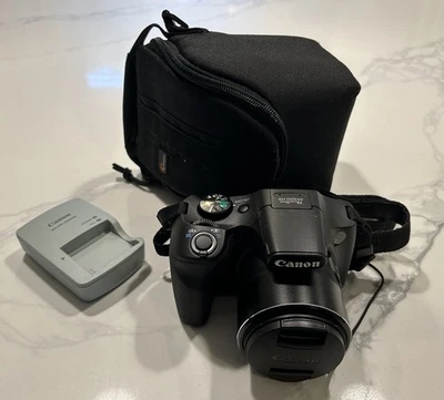 Canon PowerShot SX520 HS 16.0MP 42X Zoom Digital Camera - Black + Case & Charger - Image 1 of 4