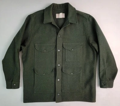 Vtg CC FILSON #110 USA Green 100% Wool Mackinaw Cruiser Jacket Shirt Men’s 50 XL - Image 1 of 4