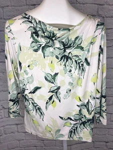 Blusa St. John Estampado Hojas Dominadas Cuello Barco Manga Larga Damas Talla Grande Top - Imagen 1 de 6