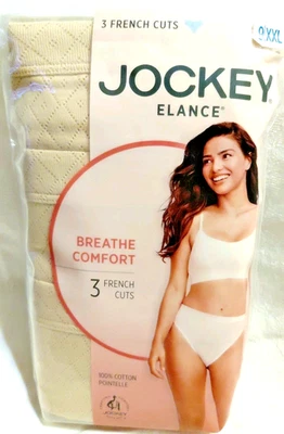 Paquete de 3 cortes franceses suaves 100 % algodón Pointelle nude/beige JOCKEY Elance talla 9 XXL 3 unidades Foto 1 de 3