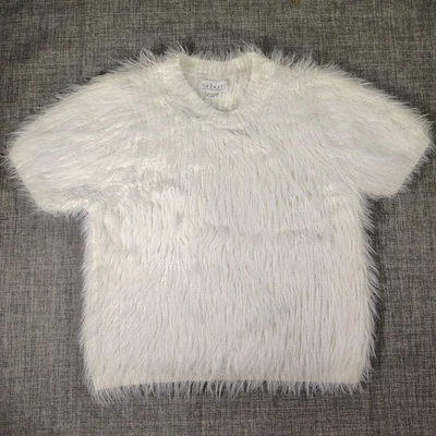 Velvet by Graham & Spencer Top Women MED  White Faux Fur Short Sleeve Ambrosial - Image 1 of 4