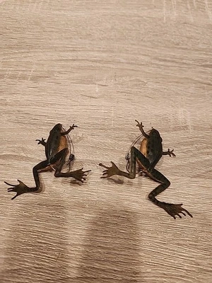 2 señuelos de pesca vintage Burke Frog verde suave sin malezas Topwater Foto 1 de 4