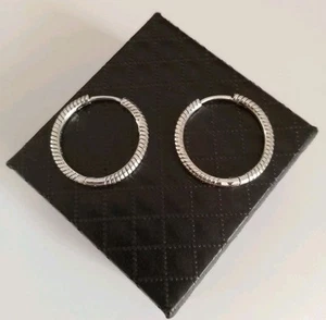 Lovely Moments Charm Hoop Earrings Sterling Silver Fully Hallmarked - Picture 1 of 3