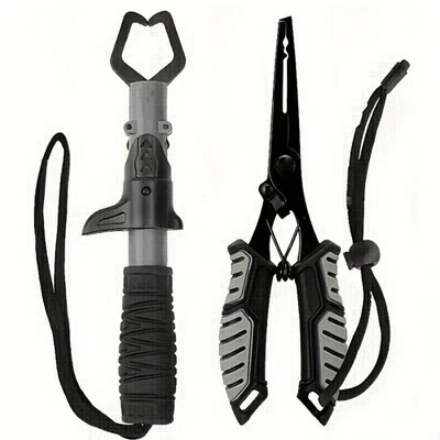 2pcs Stainless Steel Fishing Pliers with Comfort Grip TPR Handle, Spring-Loaded  - Image 1 of 4