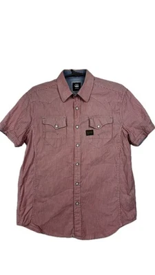 G-Star RAW Red Striped Short Sleeve Shirt Size L - Image 1 of 4
