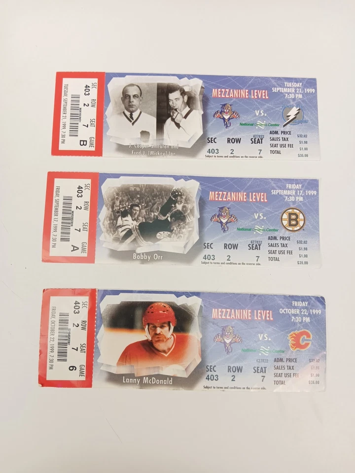 Florida Panthers Tickets 2000 Season - 3 Different Games - Image 1 of 2