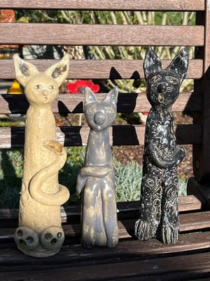 3 kleine Katzen Gartenkeramik Gartenstele Keramikskulptur - Bild 1 von 3