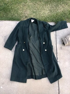 Worthington womans coat 16 Petite Teal Green 75% wool button front long sleeve - Picture 1 of 3
