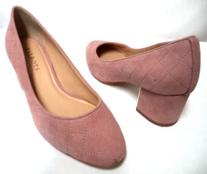 Talbots ISA Suede quilted light pink Embroidered block heels pumps Size Sz 7 M - Picture 1 of 16