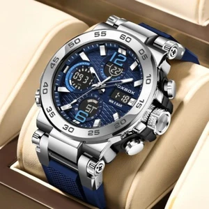 Mens Diver Sports Wristwatch Digital Analog Quartz LED Waterproof Luxury Watches - Picture 1 of 22