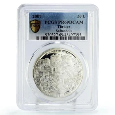 Turkey 30 lira Safranbolu City Landscape Bank Building PR68 PCGS Ag coin 2007 - Image 1 of 2