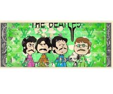 Death NYC Money DOLLAR bill $1 Signed ltd ed street art Cartoon Beatles Snoopy