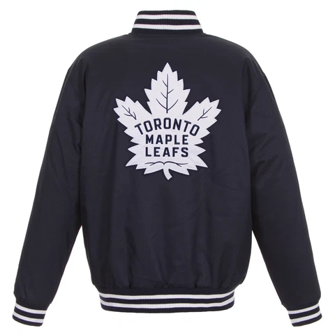 NHL Toronto Maple Leafs Poly Twill Jacket Embroidered Patch Logos JH Design Navy Cover