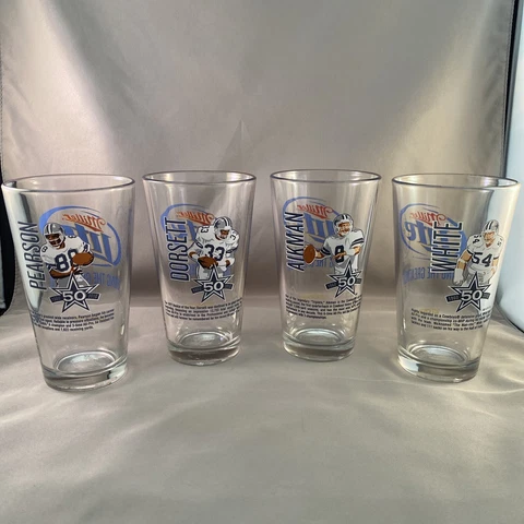 Dallas Cowboys Miller Lite 50th anniversary glasses Aikman Pearson Dorsett White Cover