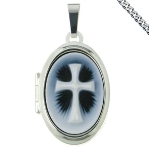 Medaillon Amulett Kreuz mit Gravur auch Sternzeichen und Kette Silber Medallion - Bild 1 von 10