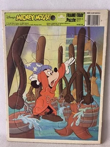Mickey Mouse Zauberlehrling Fantasie Disney Vintage 1980er Rahmen Puzzle - Bild 1 von 6