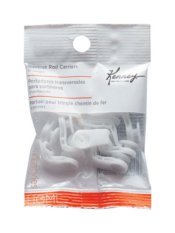 Kenney KN1865 Traverse Rod Carriers White 4.5" L