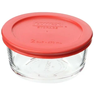 Pyrex Simply Store 7200 2-Cup Glass Storage Bowl w/ 7200-PC 2-Cup Red Lid Cover - Picture 1 of 3