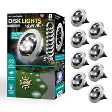Bell + Howell Round Swivel 8 LED Outdoor Disk Lights Auto On & Off - 8 Pack