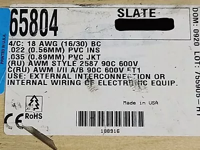Alpha Wire 65804 18/4C XtraGuard Flex Premium Control Cable 90C/600V Gray /25ft - Image 1 of 4