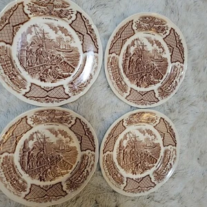 Alfred Meakin England Fair Winds Brown Bread & Butter Plate 7" New York Harbor - Picture 1 of 3