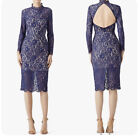 KEEPSAKE the Label Navy Blue Momento Lace Midi Dress Mock Neck Size Small $235