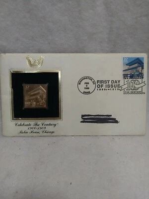 22K Gold February 1998 Robie House  Gold Proof Stamp Replica 1st Day Cover  - Image 1 of 4