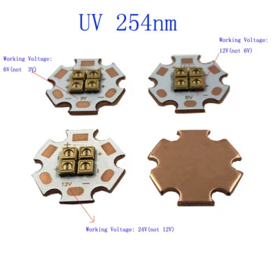UV 254nm Deep UVC LED Chip Bulb Steriliza Board 8mm 10mm 14mm 16mm 20mm PCB - Image 1 of 4