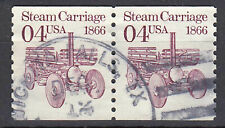 USA Briefmarke gestempelt Paar 4c Steam Carriage Auto Oldtimer Rundstempel /p110
